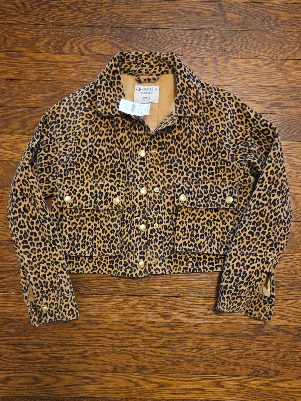 Crewcuts Leopard Print Cropped Corduroy Swing Jacket Sz. 10-11